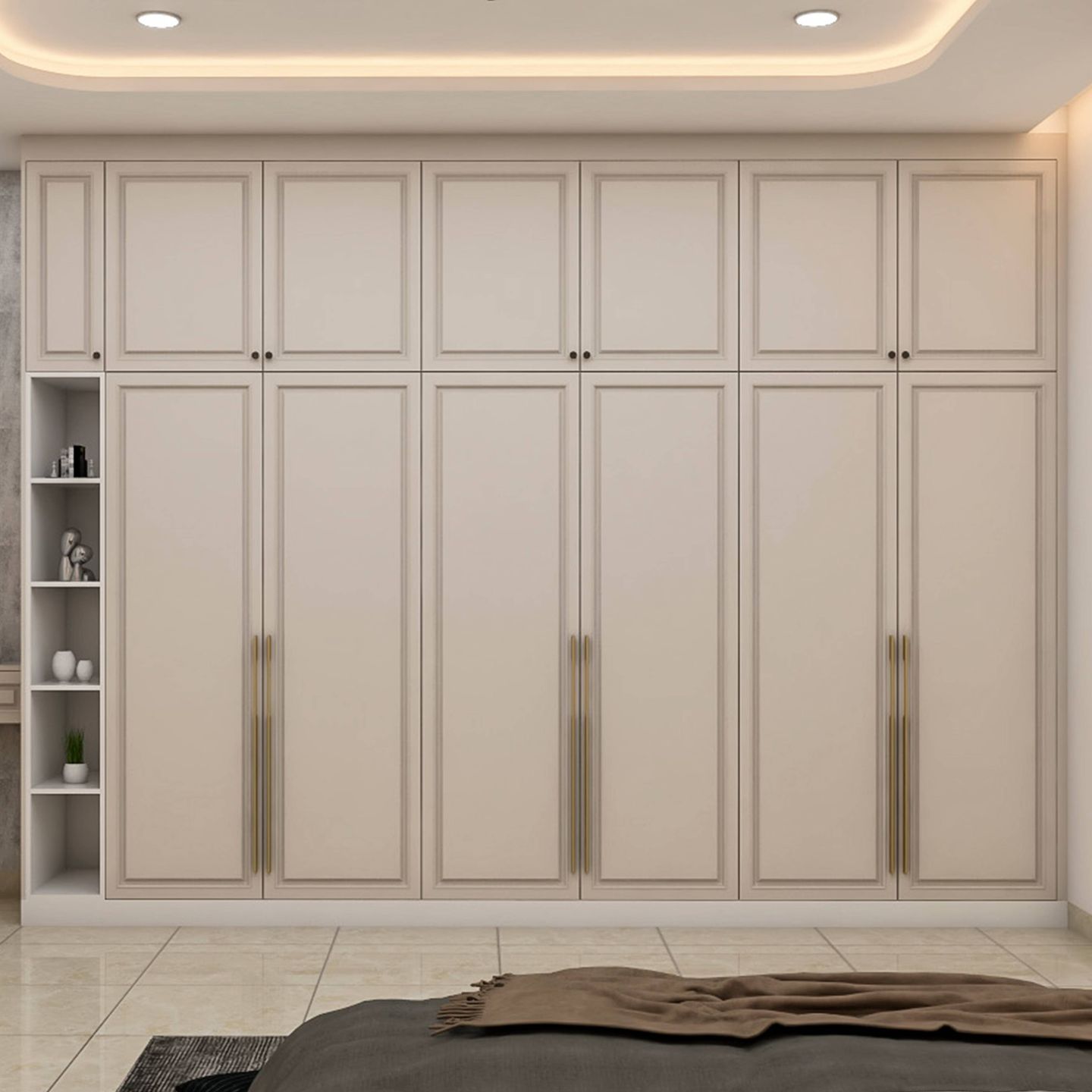 White Modern Wardrobe Design With Hinged Shutters | Livspace