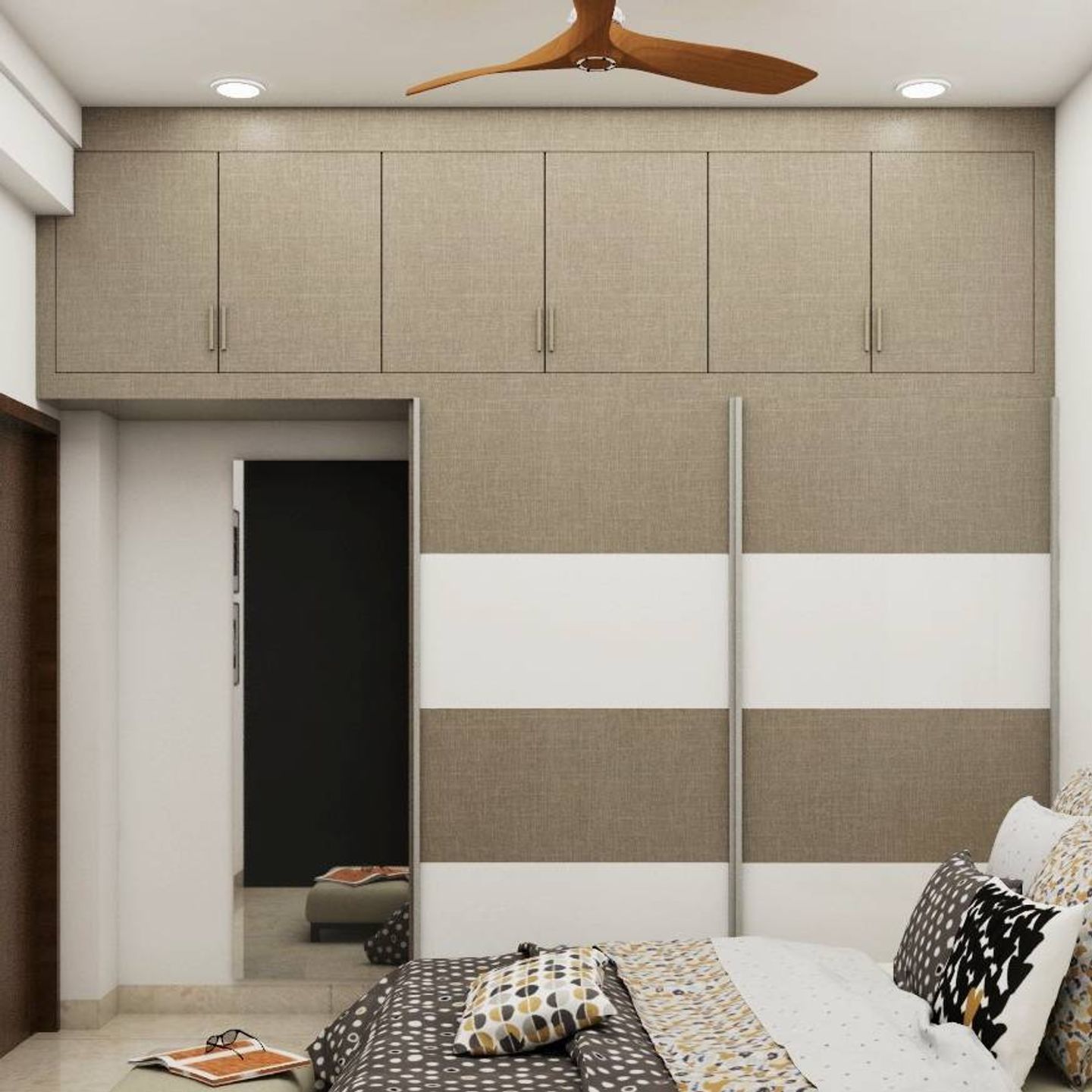 2-Door Beige And White Wardrobe Design For Bedrooms | Livspace