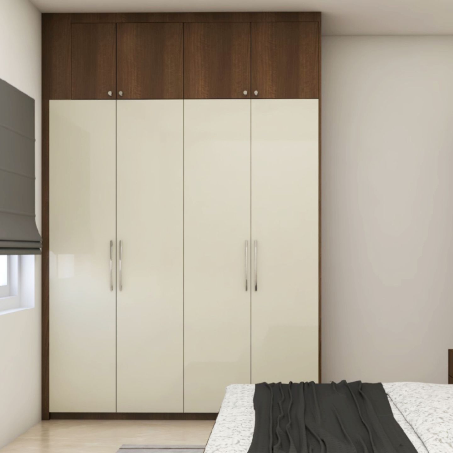 4-Door Swing Wardrobe Design With A Glossy Finish - Livspace