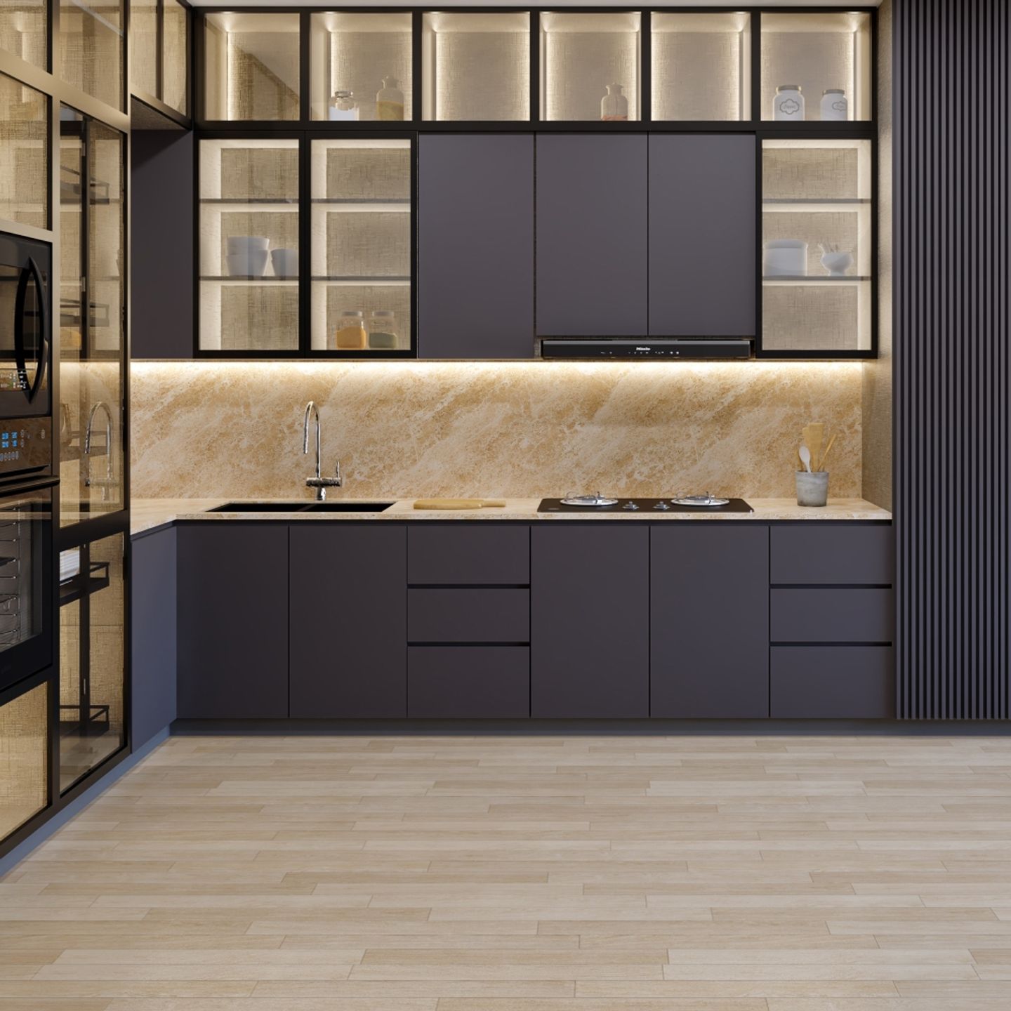 Light Brown Matte-Finish Flooring Design - 24x6 inches | Livspace