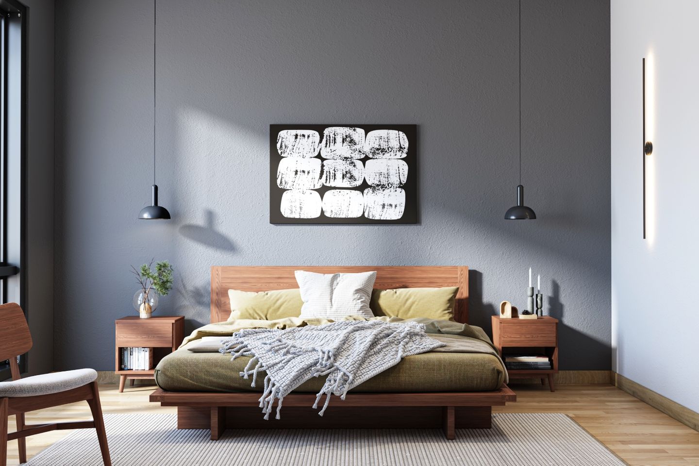 Grey Wall Paint Design For Bedrooms | Livspace