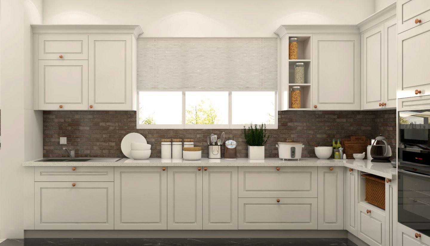 Brick Rectangular Patterned Kitchen Tile Design - Livspace