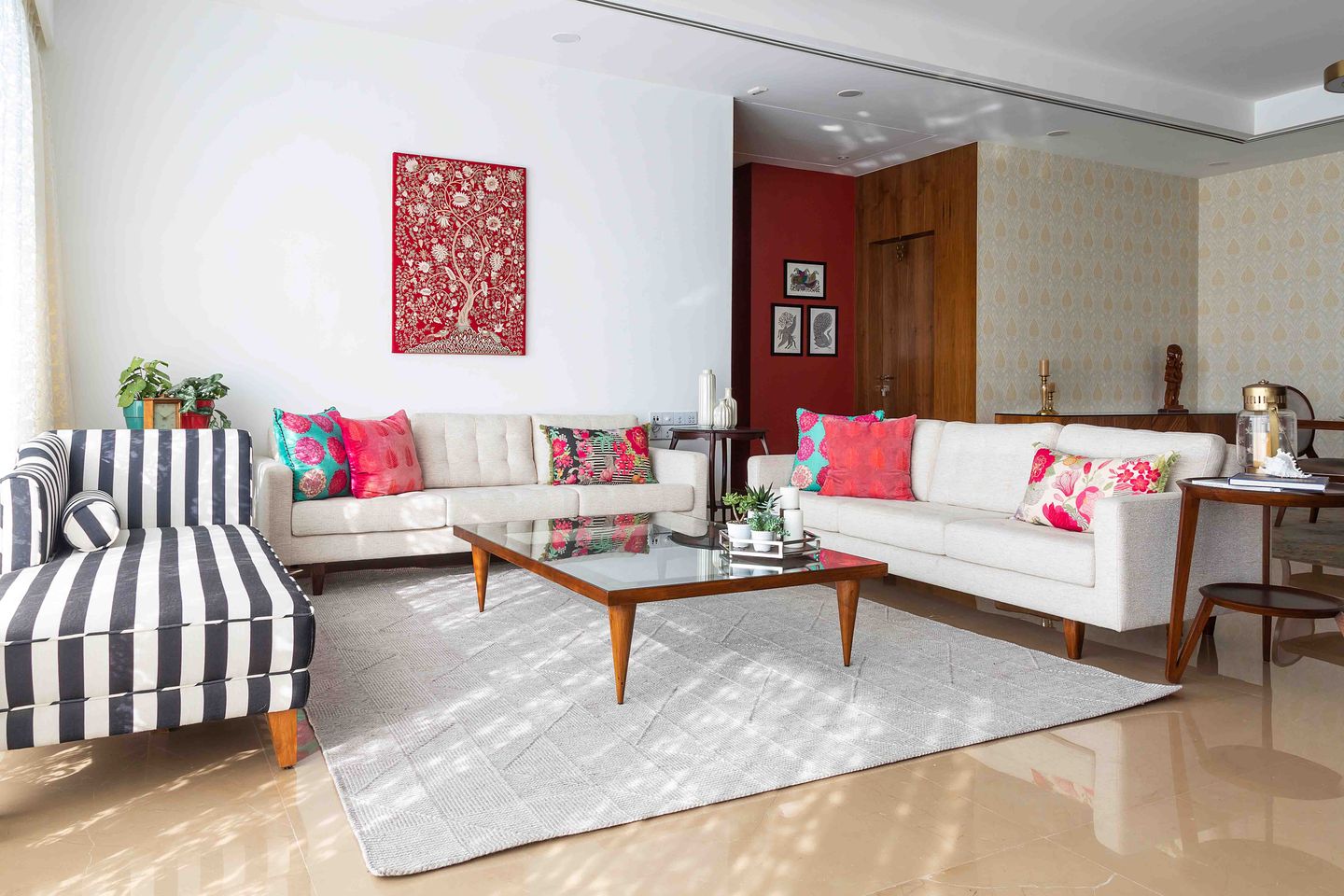 Bohemain 2-BHK Flat In Mumbai With Wooden TV Console