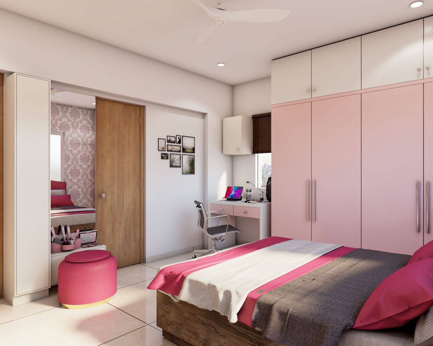 Modern Master Bedroom Design With Pink Interiors