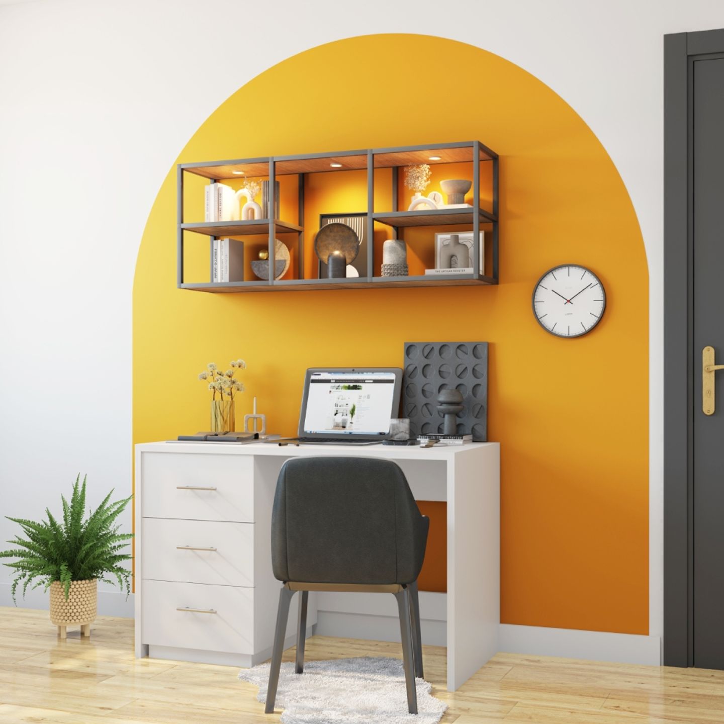 Jester Yellow Wall Paint Design For Home Offices | Livspace