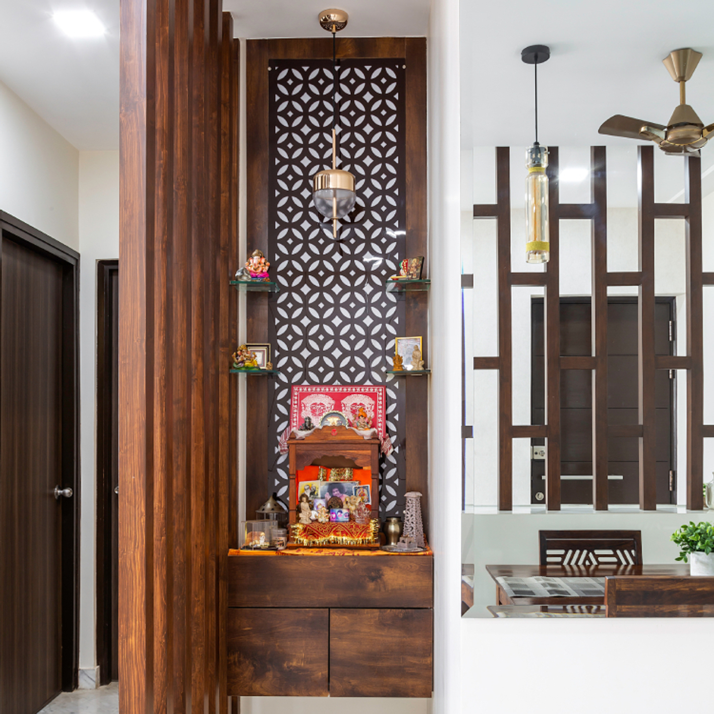 Pooja Room With Walnut Laminate - Livspace