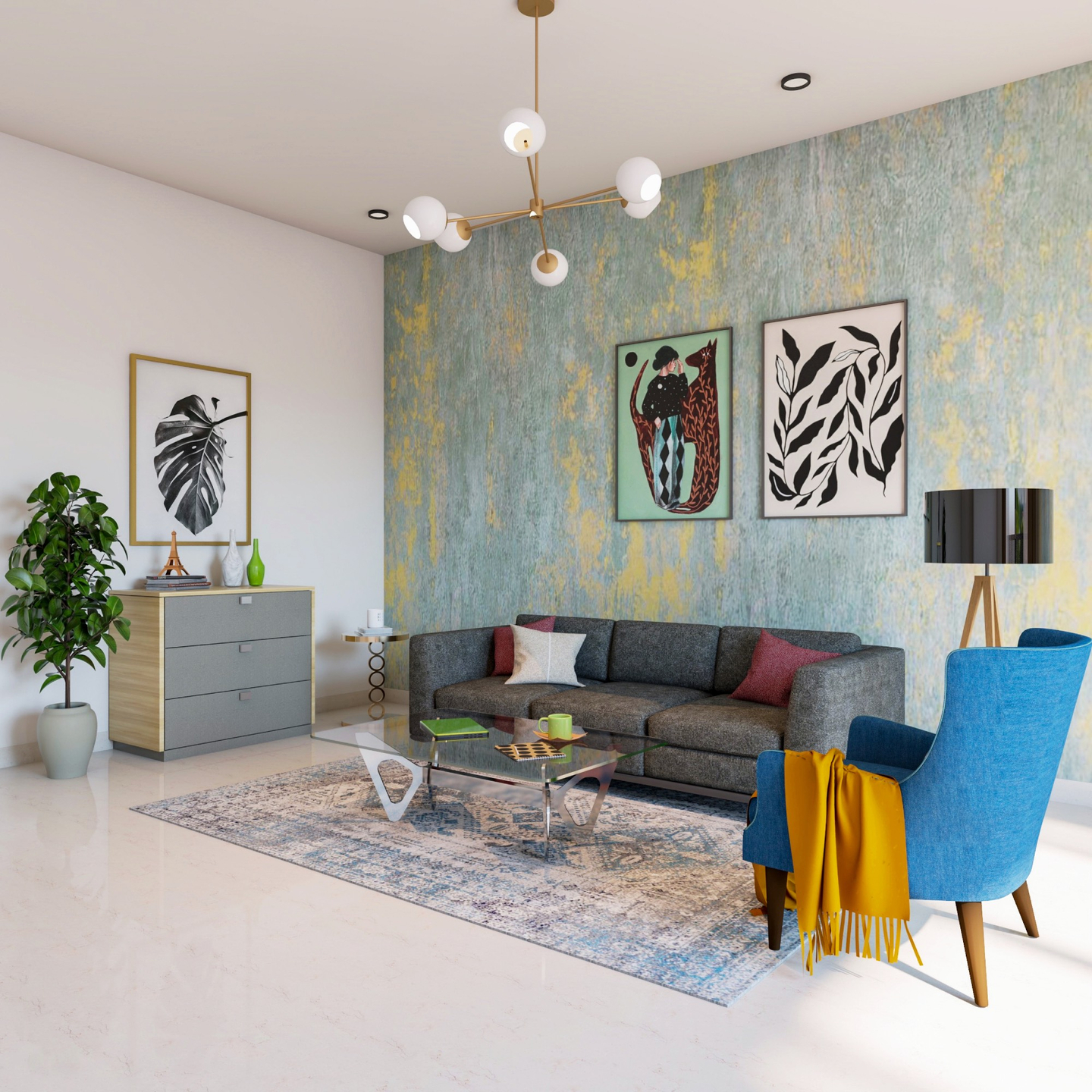Cream Living Room Tile Design With A Smooth Finish Livspace