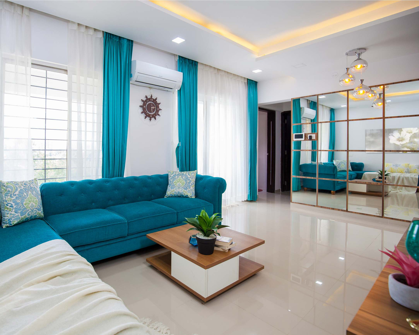 Classic Marble Living Room Tile Design | Livspace