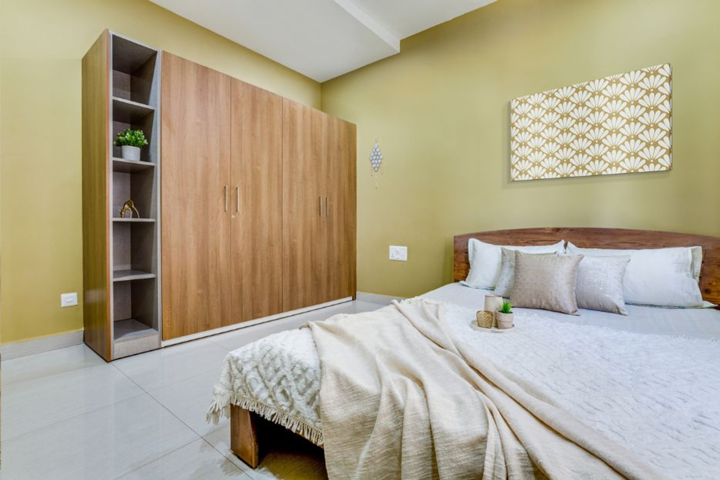 Olive Green And White Wall Paint Design Livspace