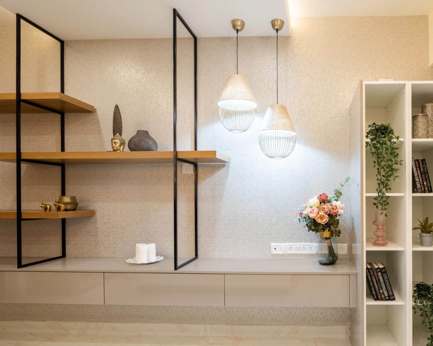 Grey Textured Wallpaper Design For Bedrooms | Livspace