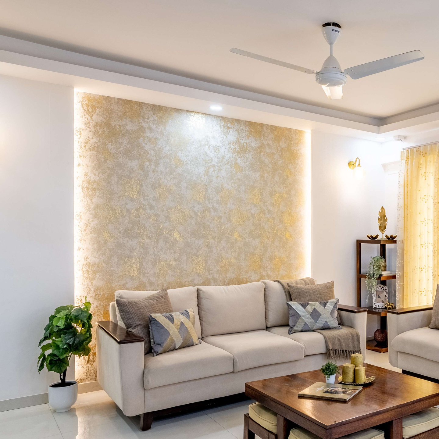 Textured Living Room Wallpaper Design Livspace