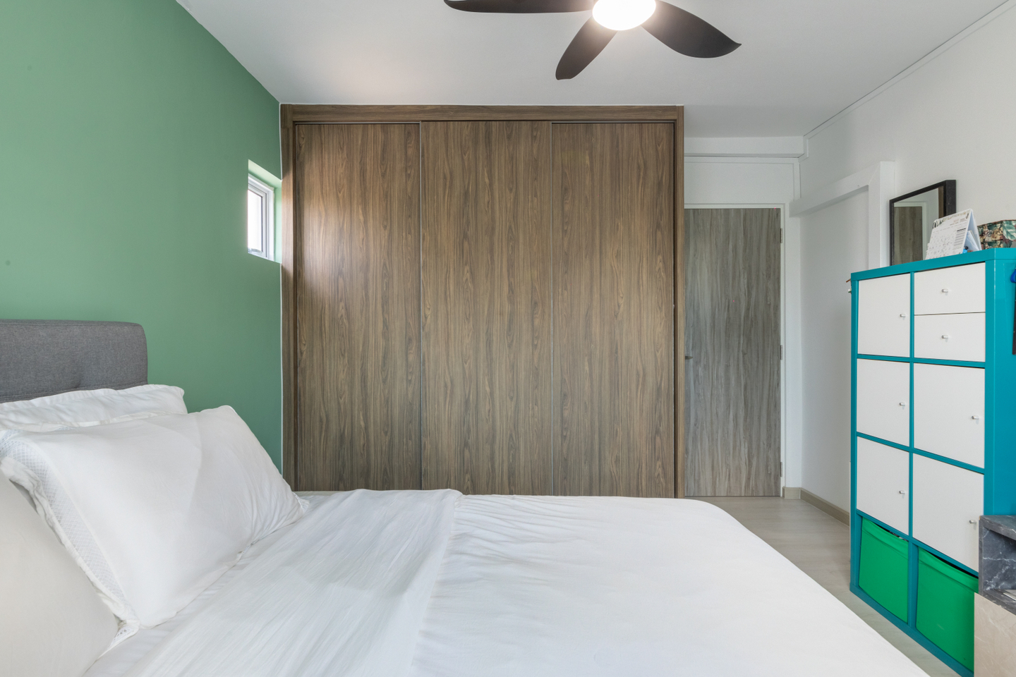 Minimalist Room Design With Dark Wooden Storage Cabinets