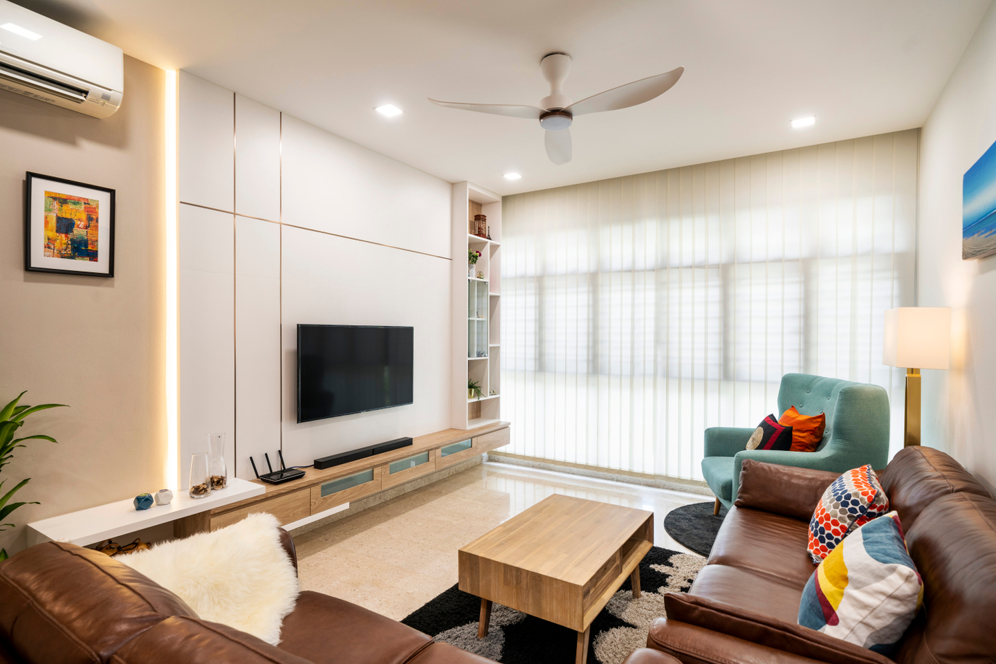 Clean White Laminates For Living Rooms - Livspace
