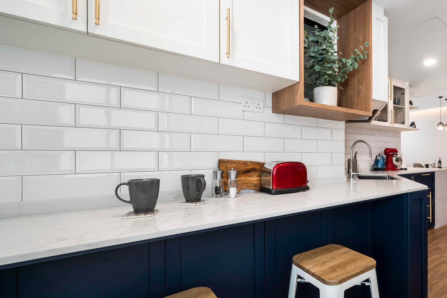 White Kitchen Wall Tiles - Livspace