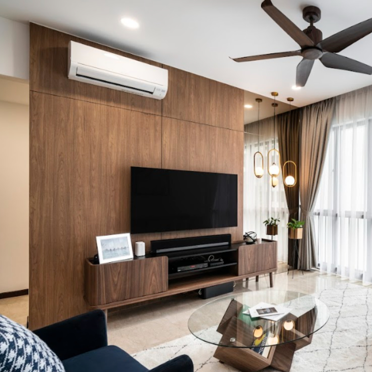 Premium Wooden TV Console Feature Wall | Livspace