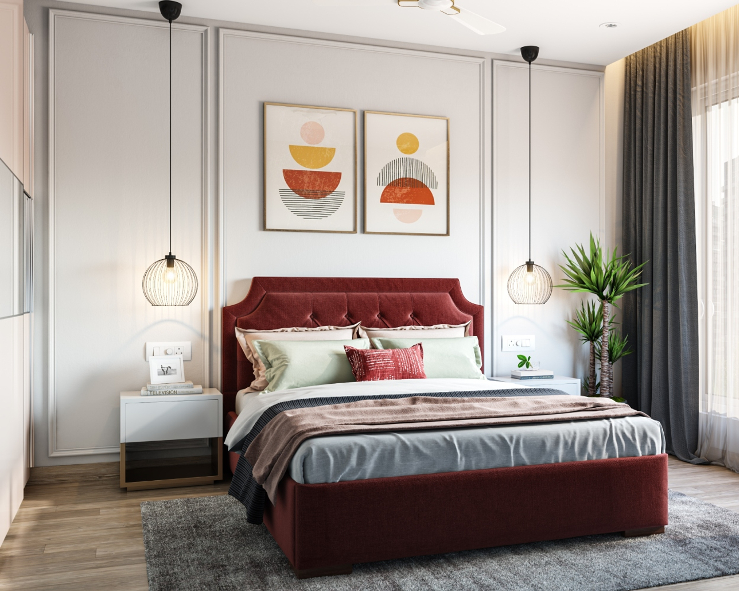 White Wall Paint Design With Wall Trims | Livspace