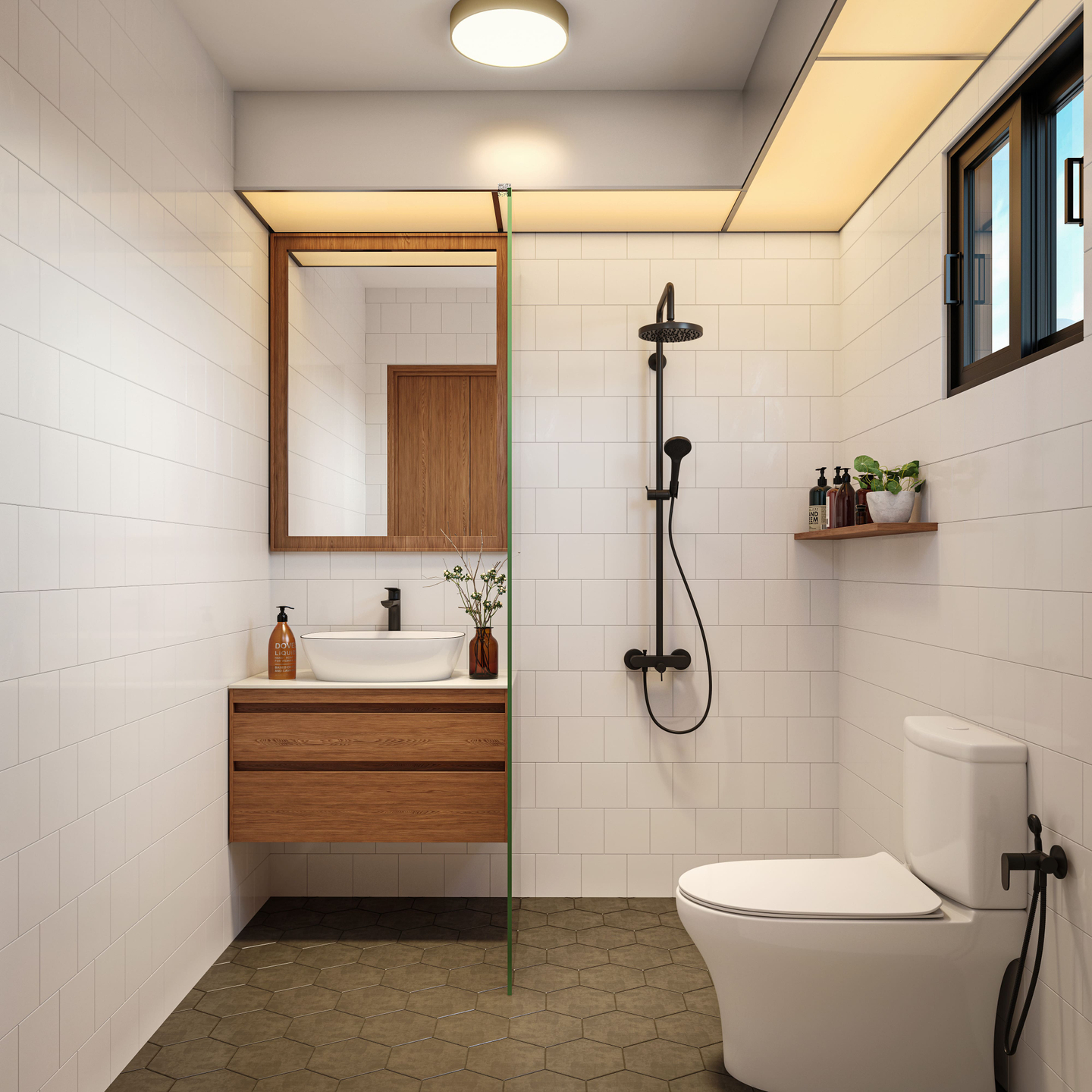 Spacious Bathroom Design With White Wall Tiles Livspace 6602