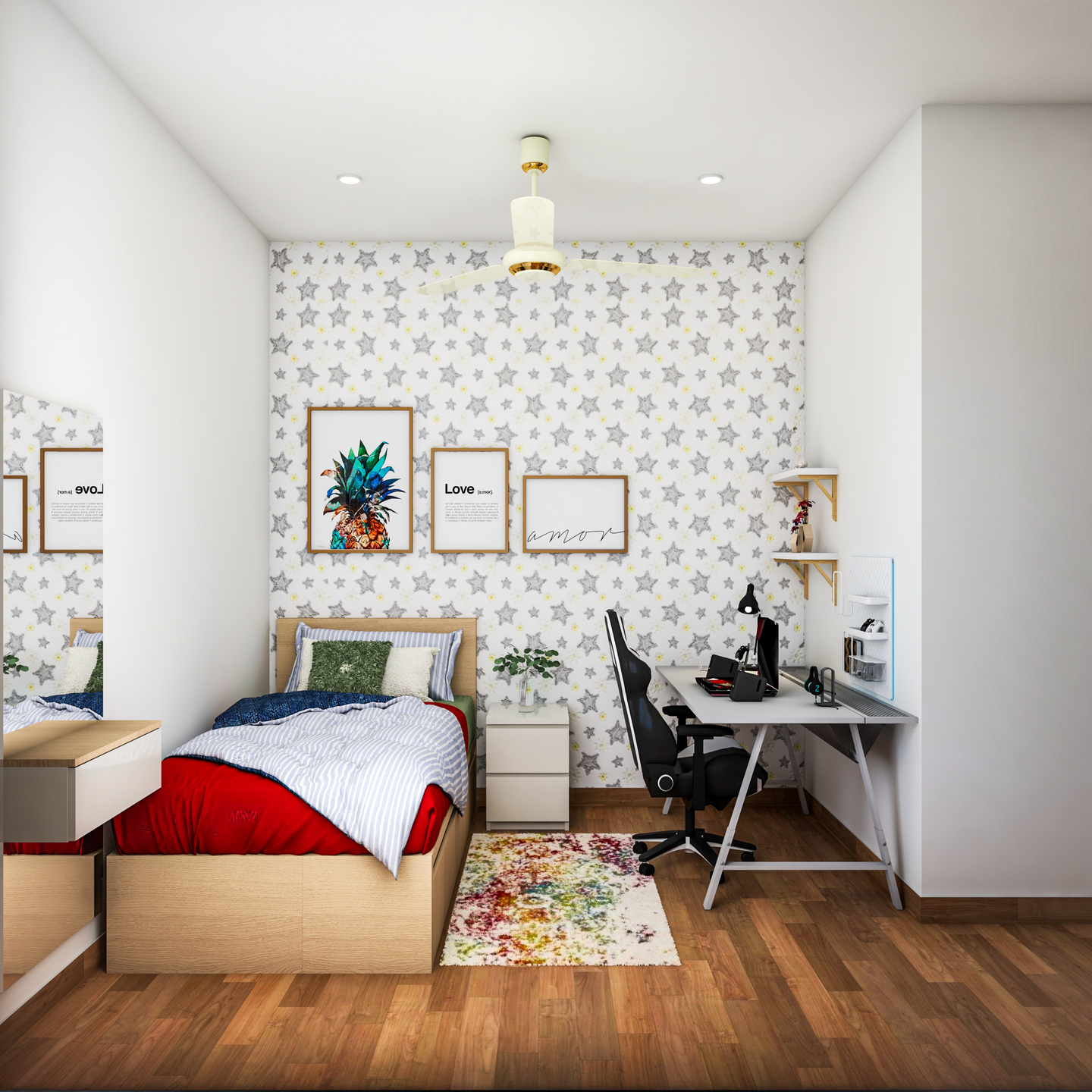 Kid's Bedroom With Study And Dresser - Livspace