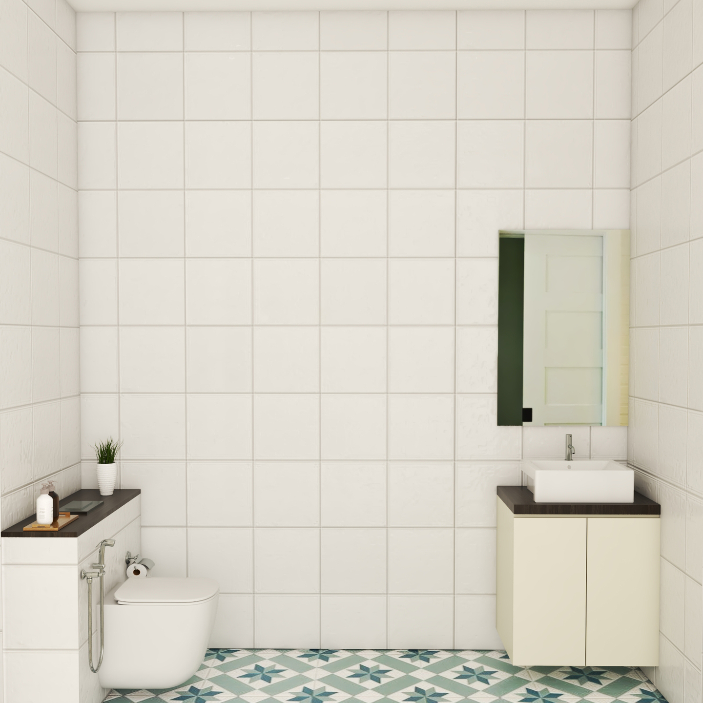 Simple White Bathroom Design - Livspace