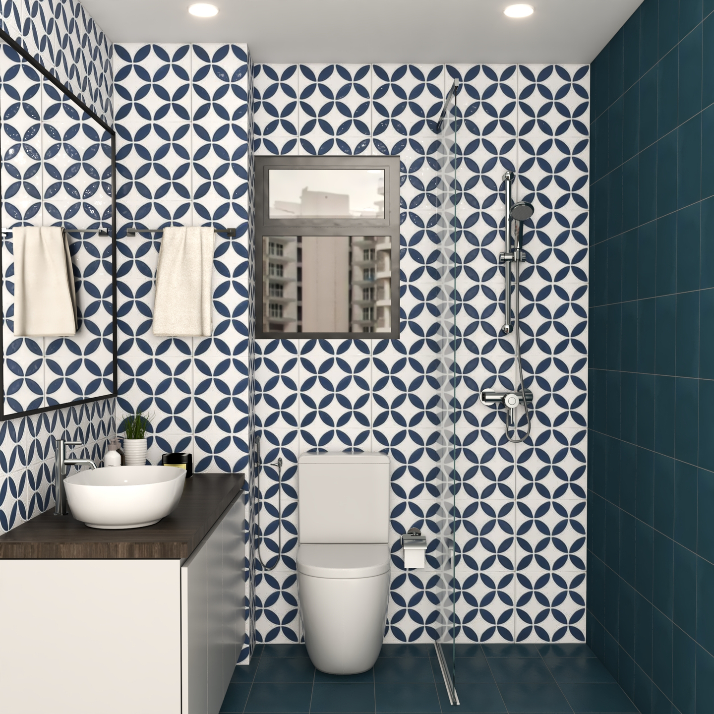 Blue Themed Bathroom - Livspace