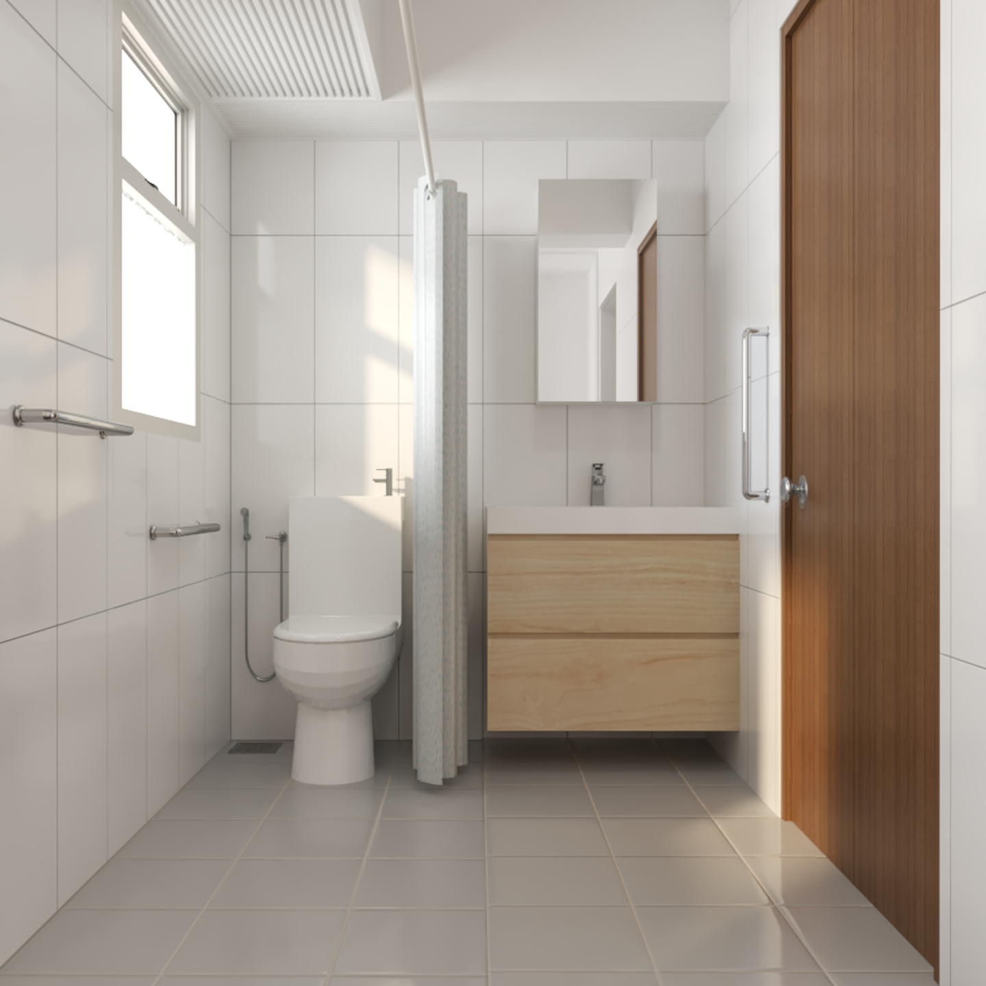 Contemporary White Bathroom Design - Livspace