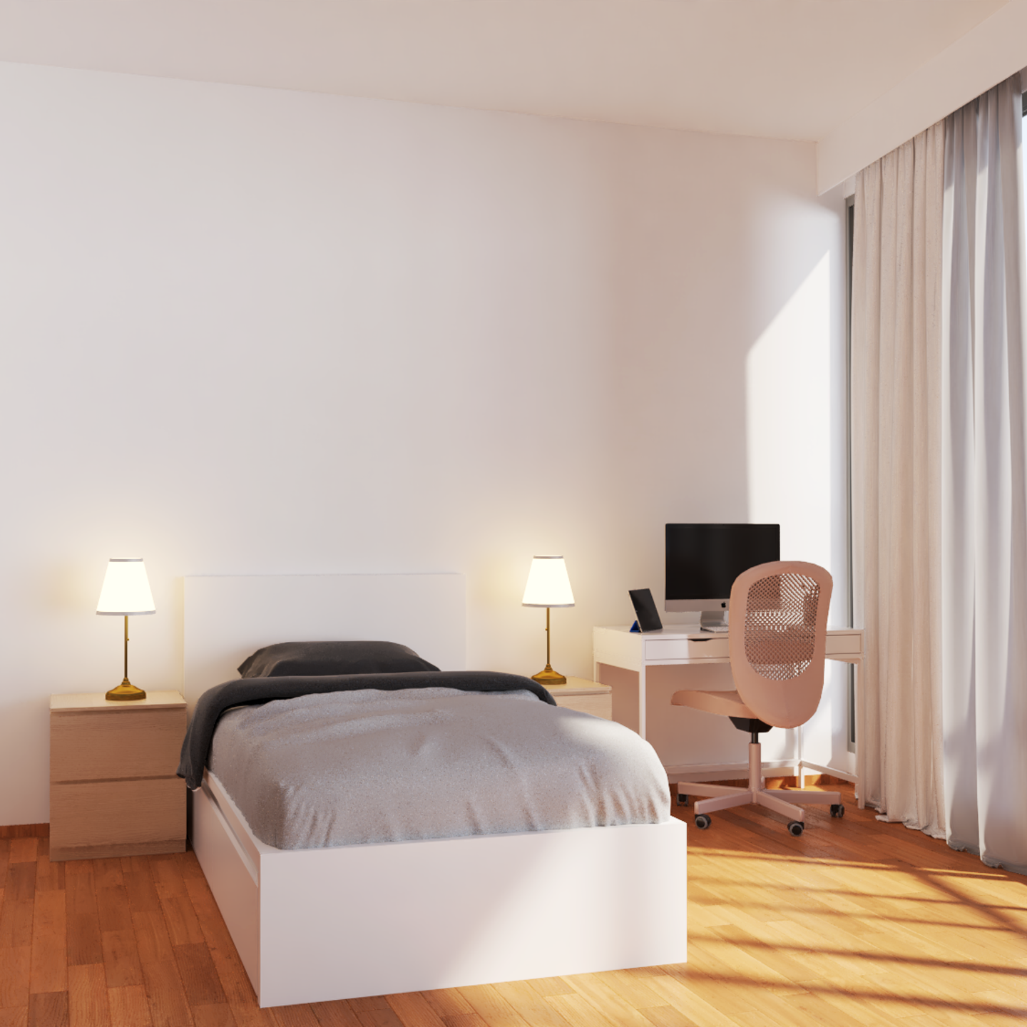 Master Bedroom In White - Livspace