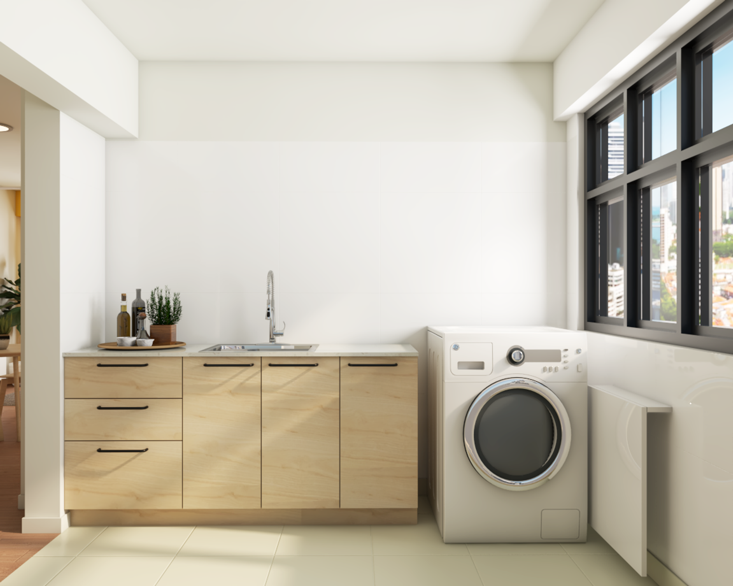 Contemporary Ash Wood Kitchen Cabinet Design