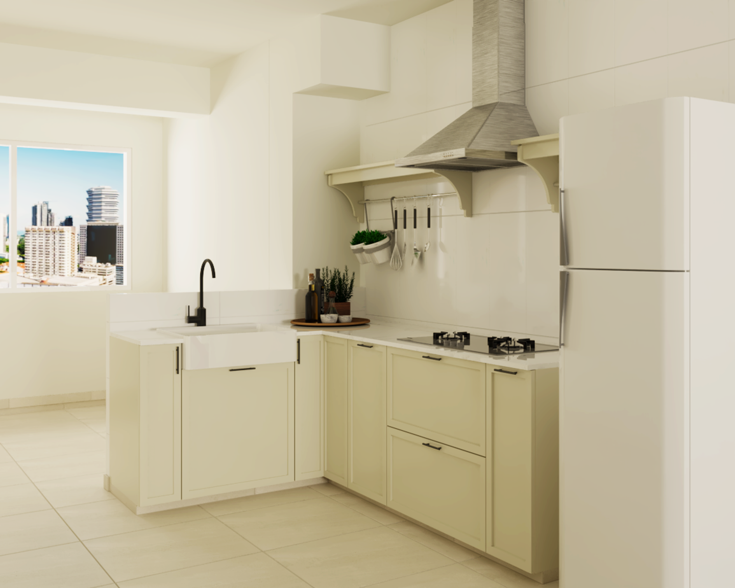 L-Shaped Small Kitchen - Livspace