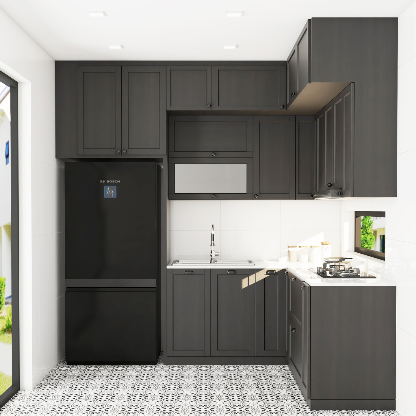 Black Themed Modular Kitchen - Livspace