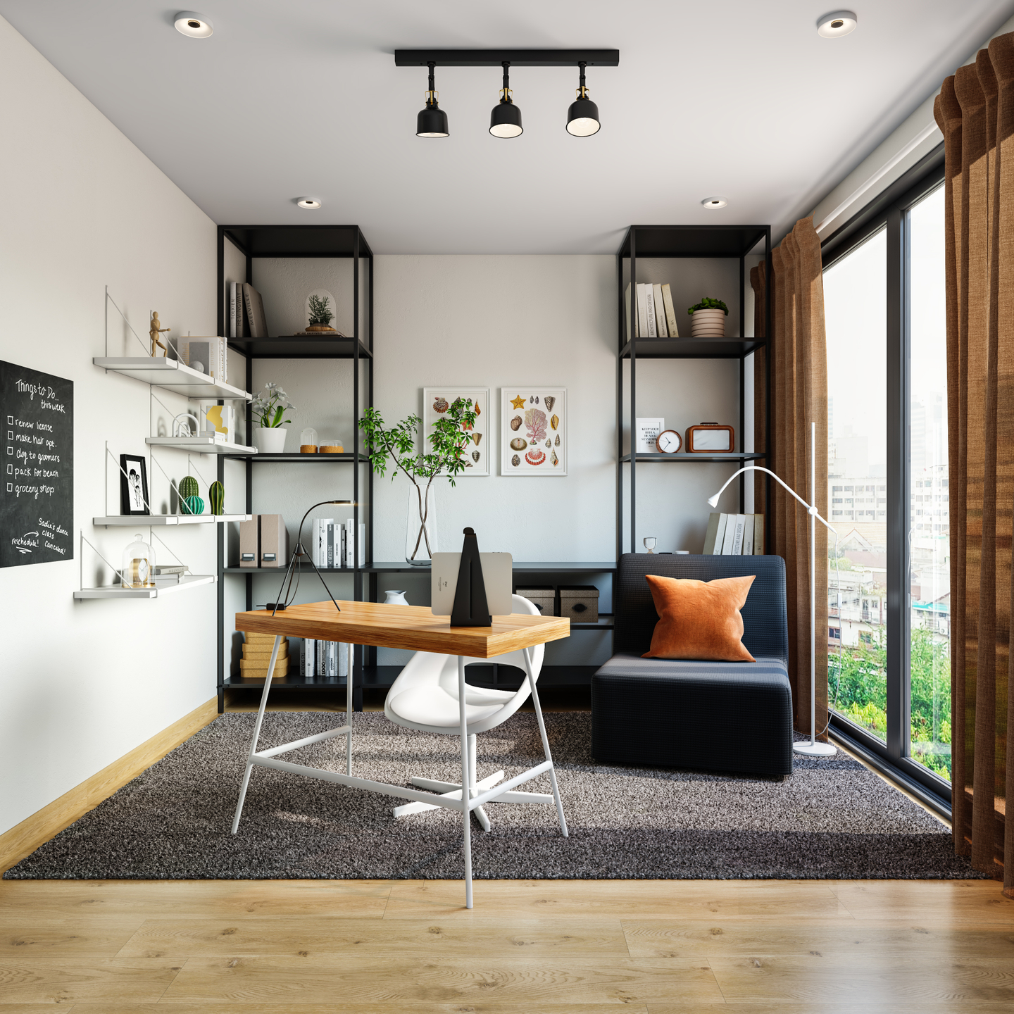 Rustic Home Office Design - Livspace