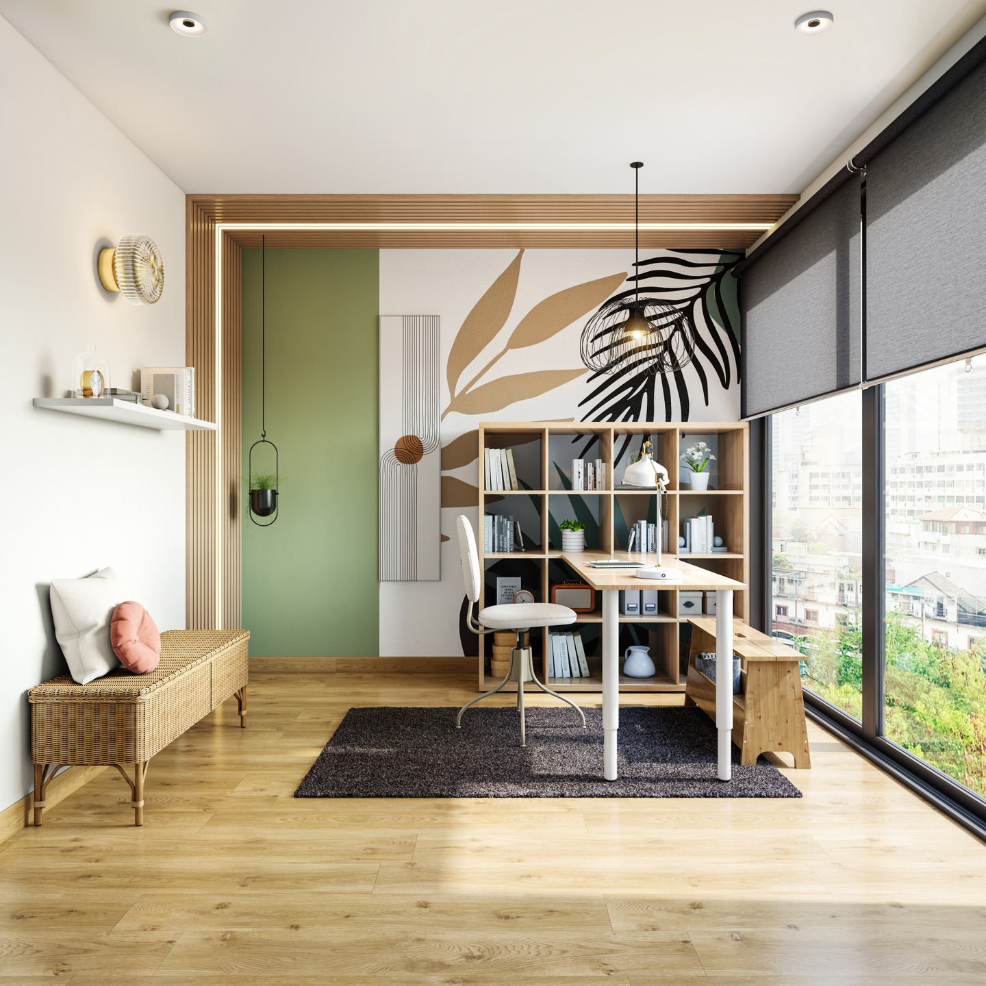 Bohemian Home Office Design - Livspace