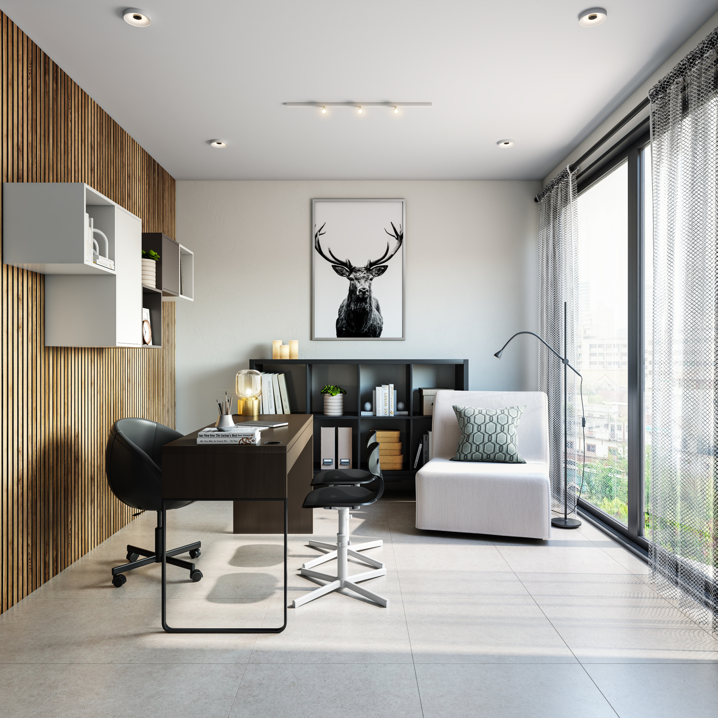 Rustic Home Office Design Idea - Livspace