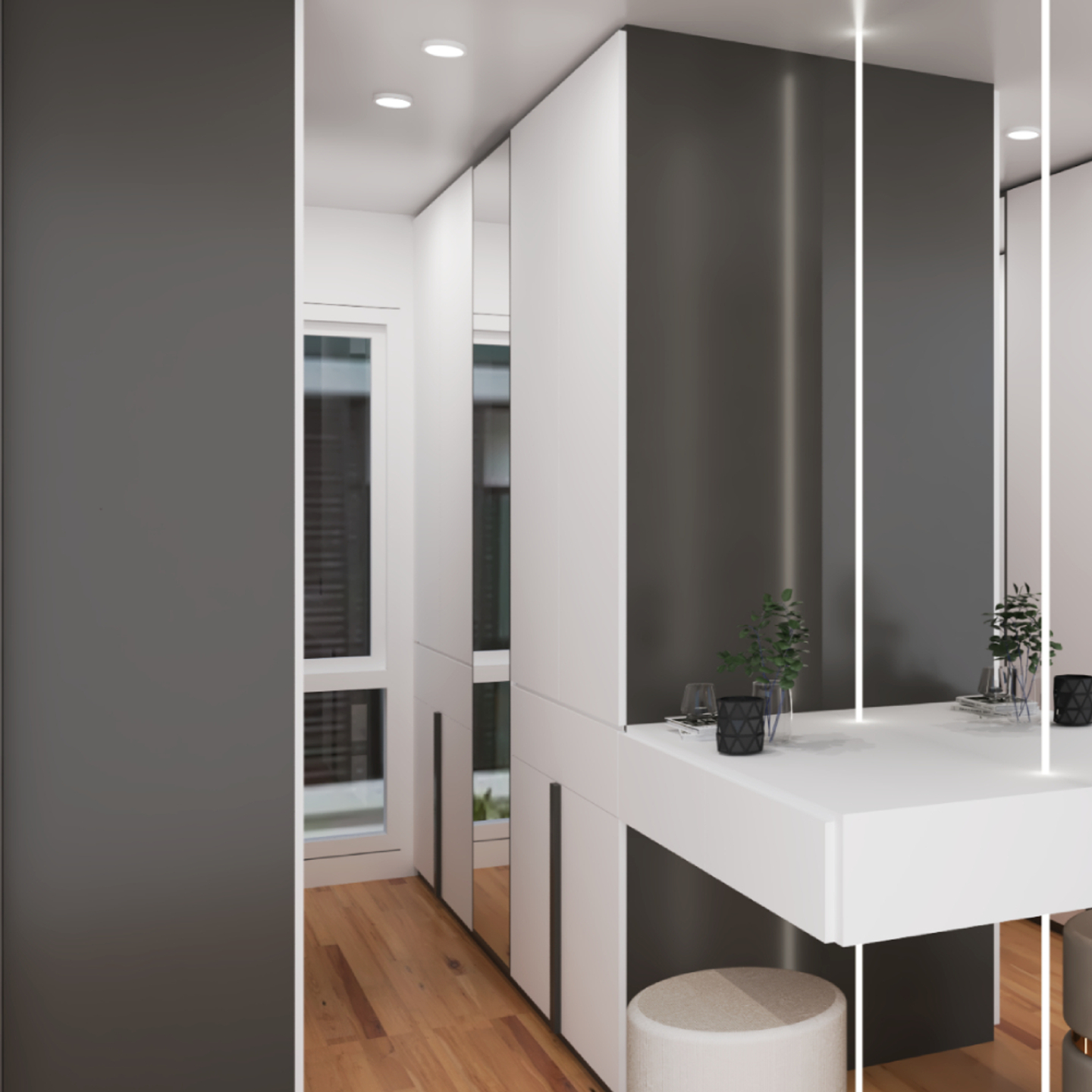 Grey And White 5Door Wardrobe Design Livspace