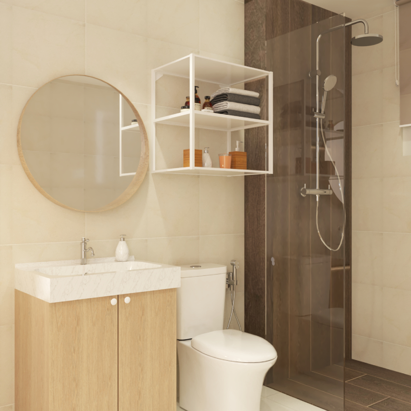 Warm-Toned Bathroom Design - Livspace