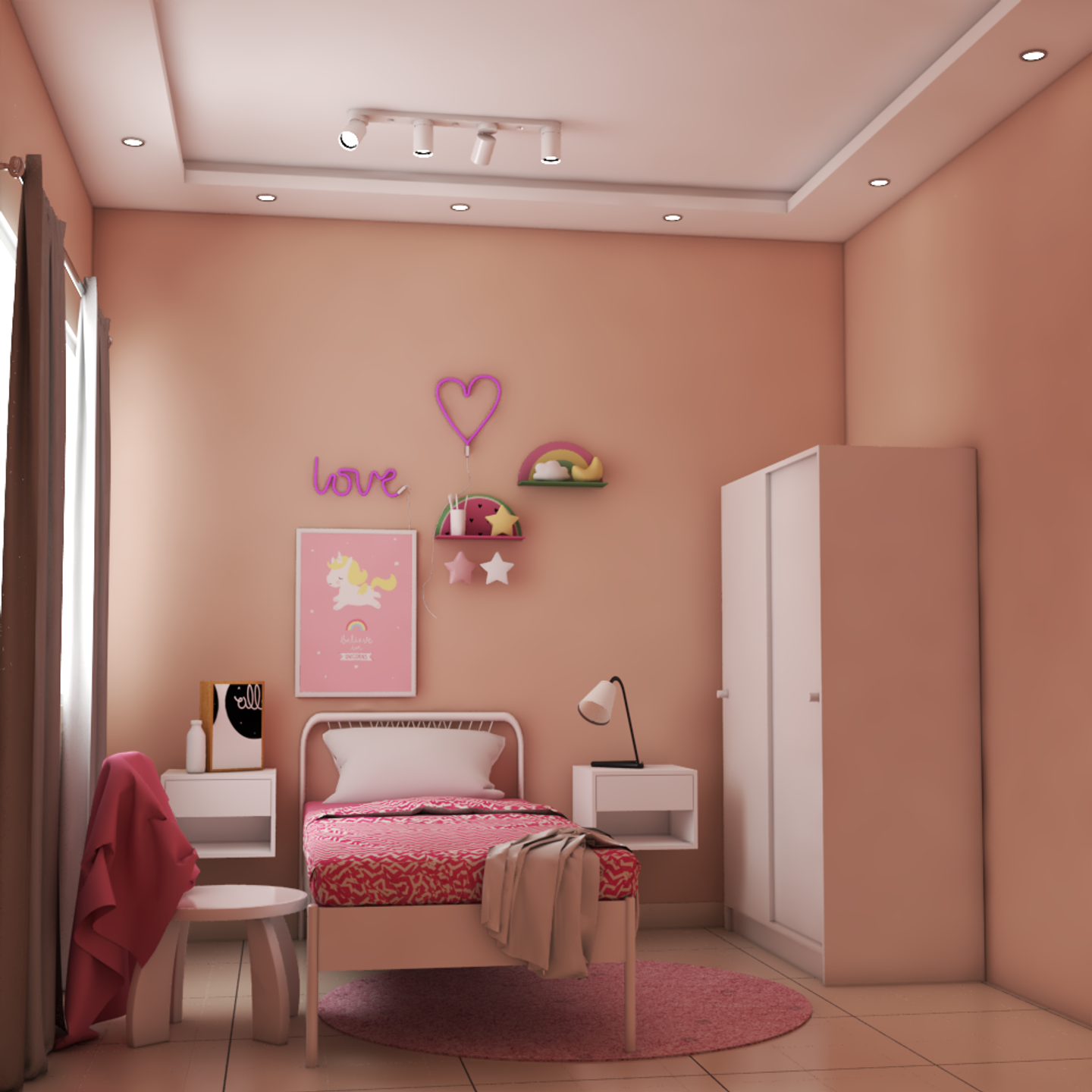Light Pink False Ceiling Design - Livspace