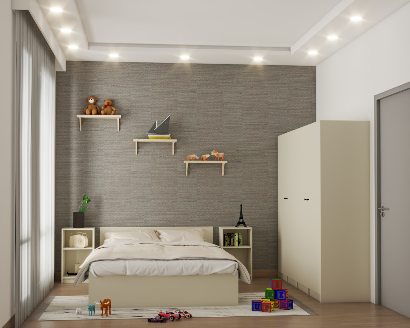 Bedroom False Ceiling With Spotlights - Livspace