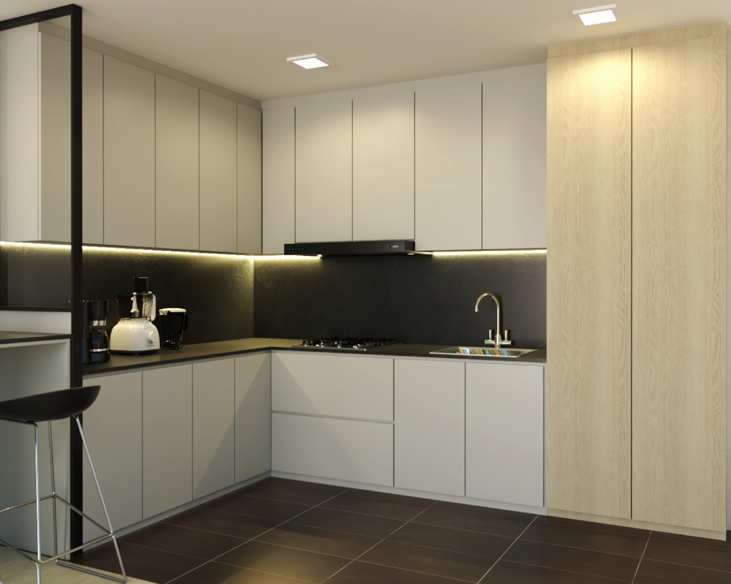 Contemporary L-Shaped Kitchen Design - Livspace