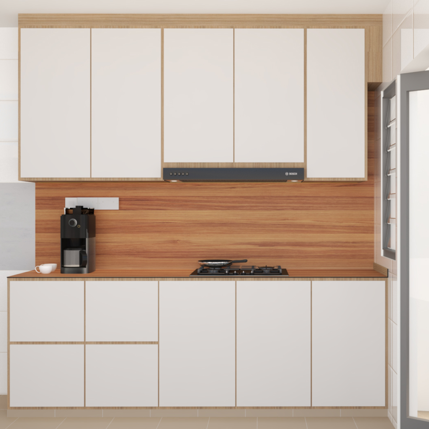 Contemporary Interior Design With Wooden Wall Dado Livspace