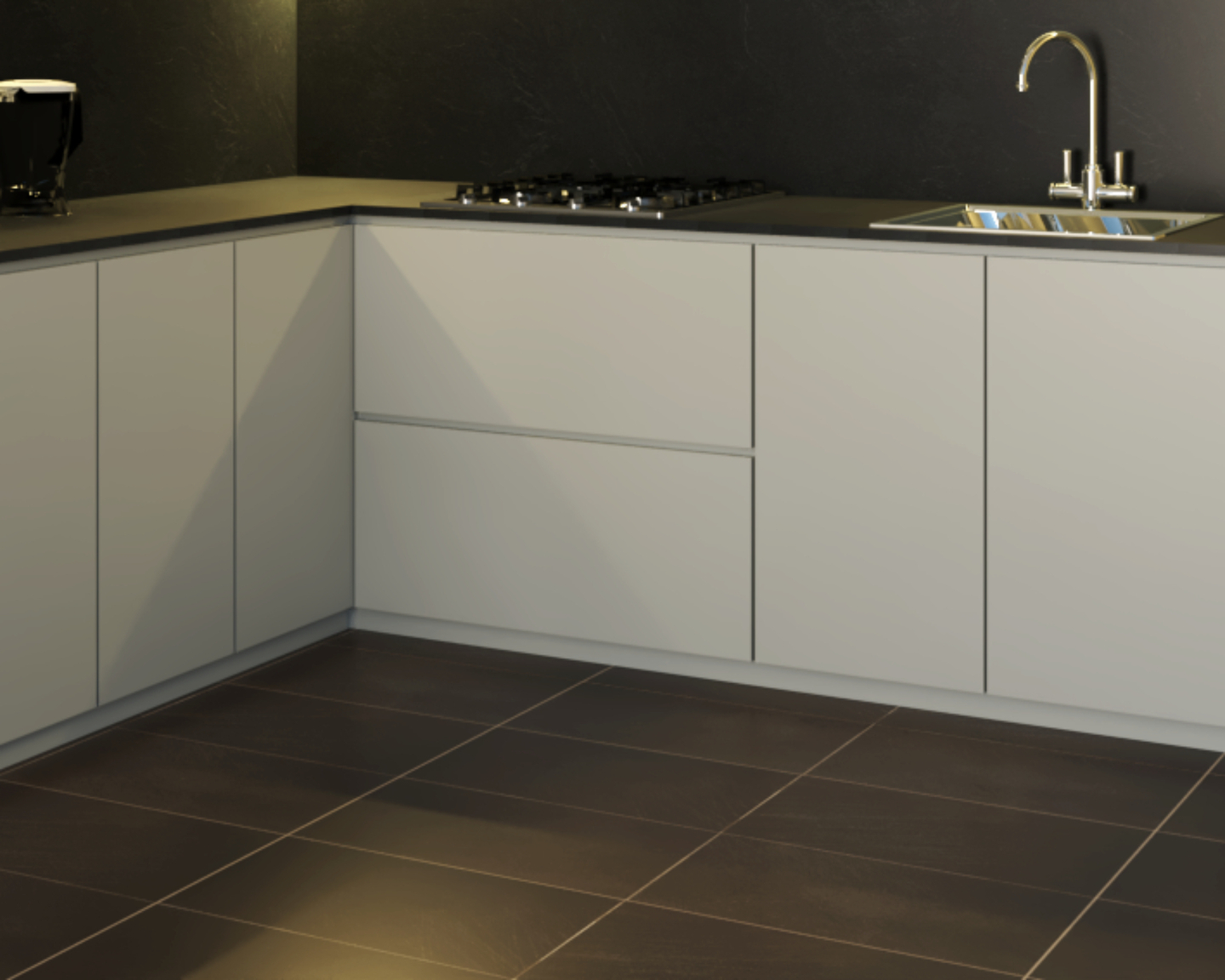 Dark Grey Kitchen Flooring - Livspace