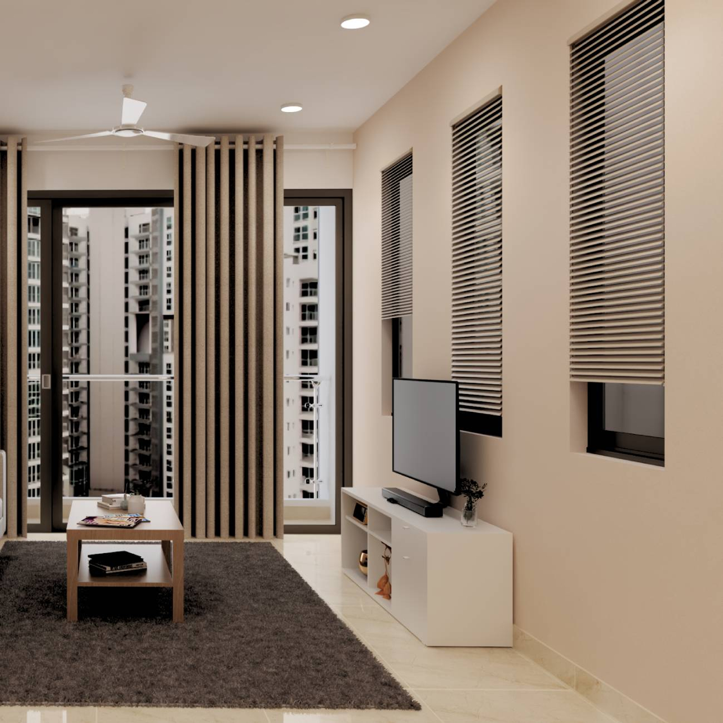 Compact White TV Unit - Livspace