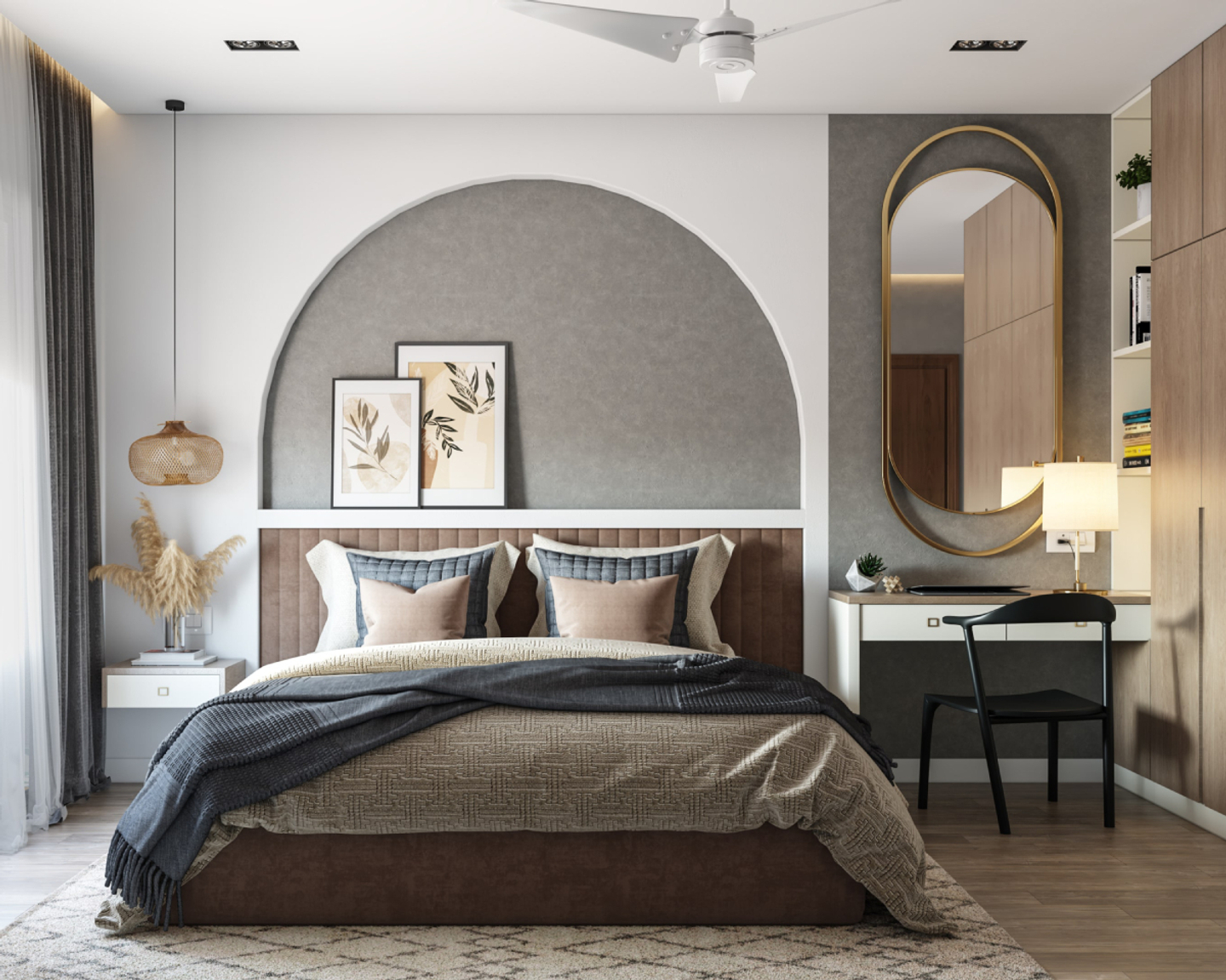 Light Grey Wall Paint Design For Bedrooms | Livspace