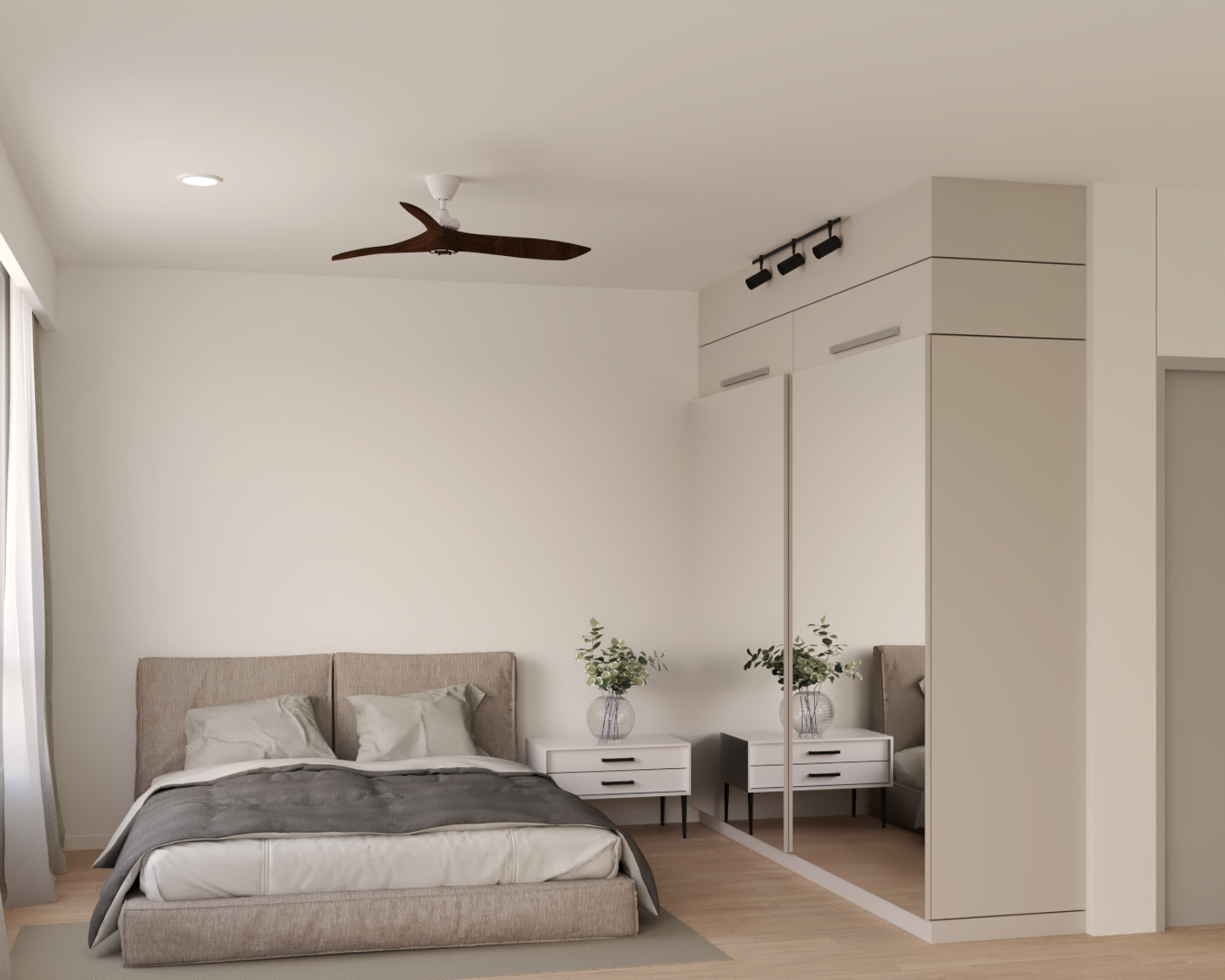 Modern Master Bedroom With White Wardrobe Livspace