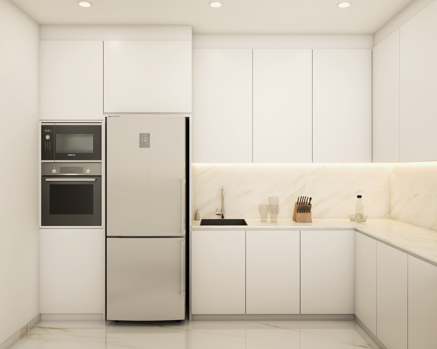 Pure White Kitchen Designs - Livspace