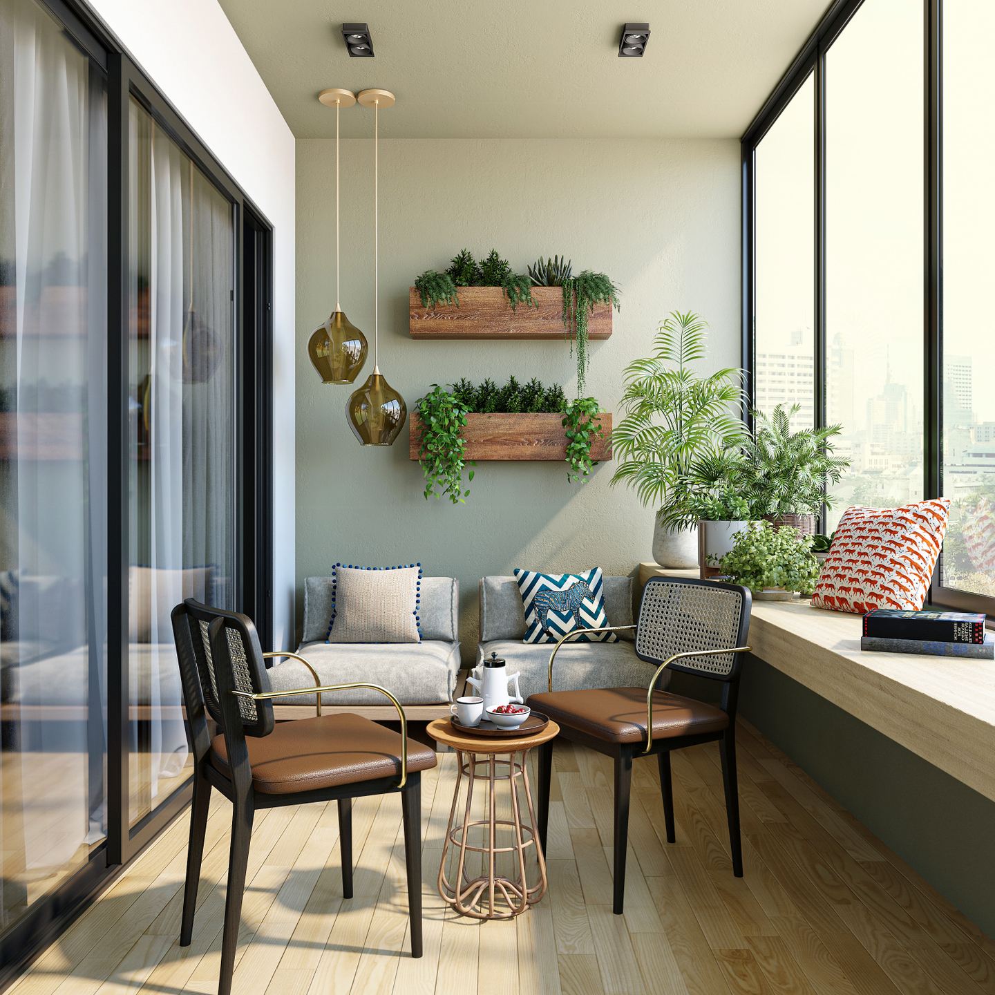 Warm-Comforting Balcony With Earthy Vibes - Livspace