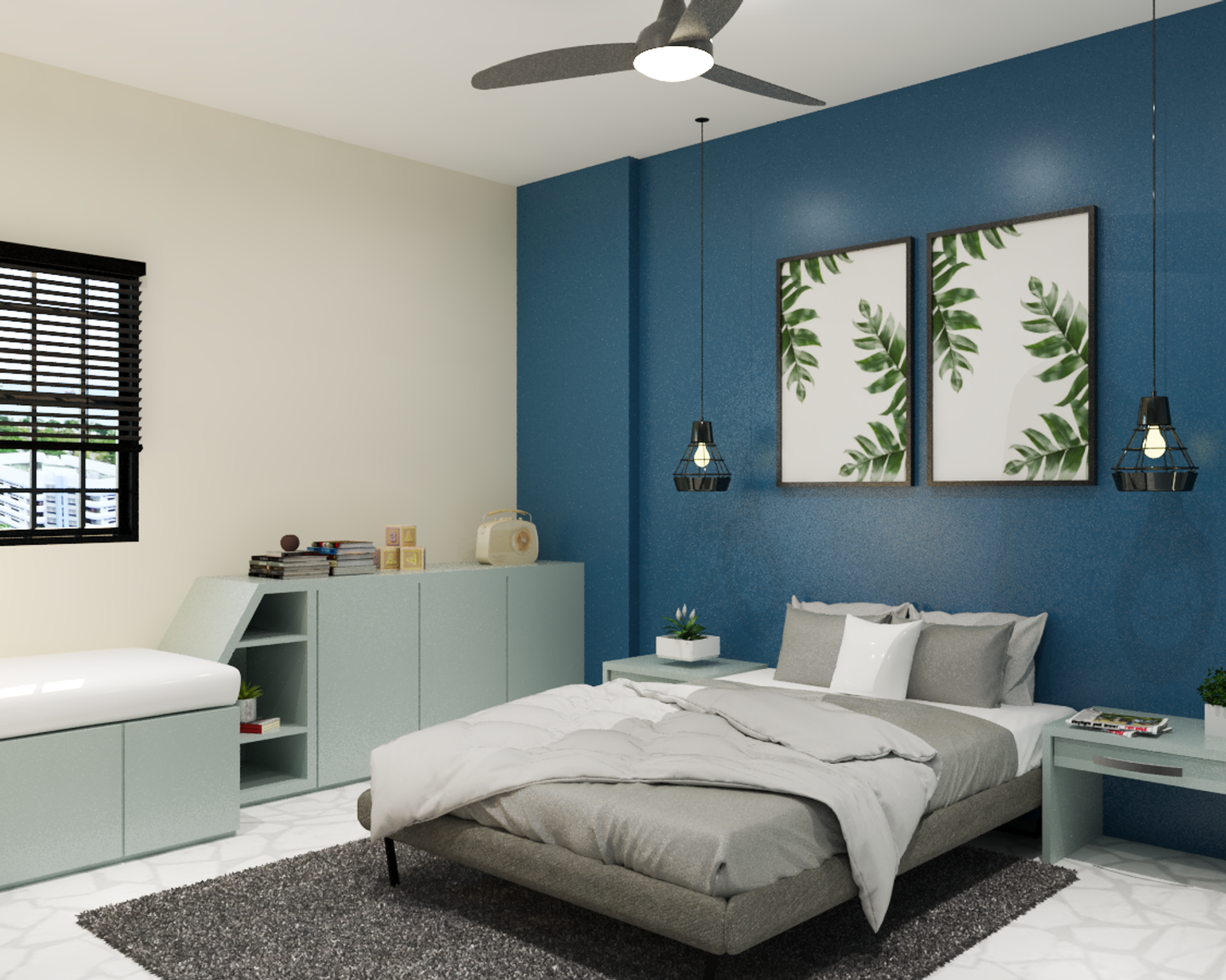 Modern Master Bedroom Interior Design with Window Bench - Livspace
