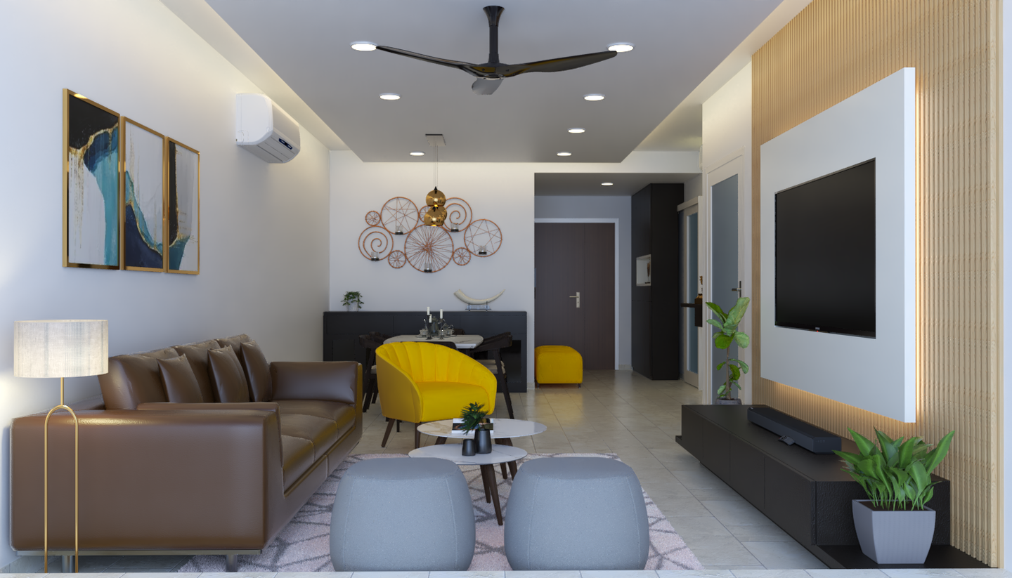 Dark Brown Sofa Accent Chair Modern Living Room Interior Design - Livspace