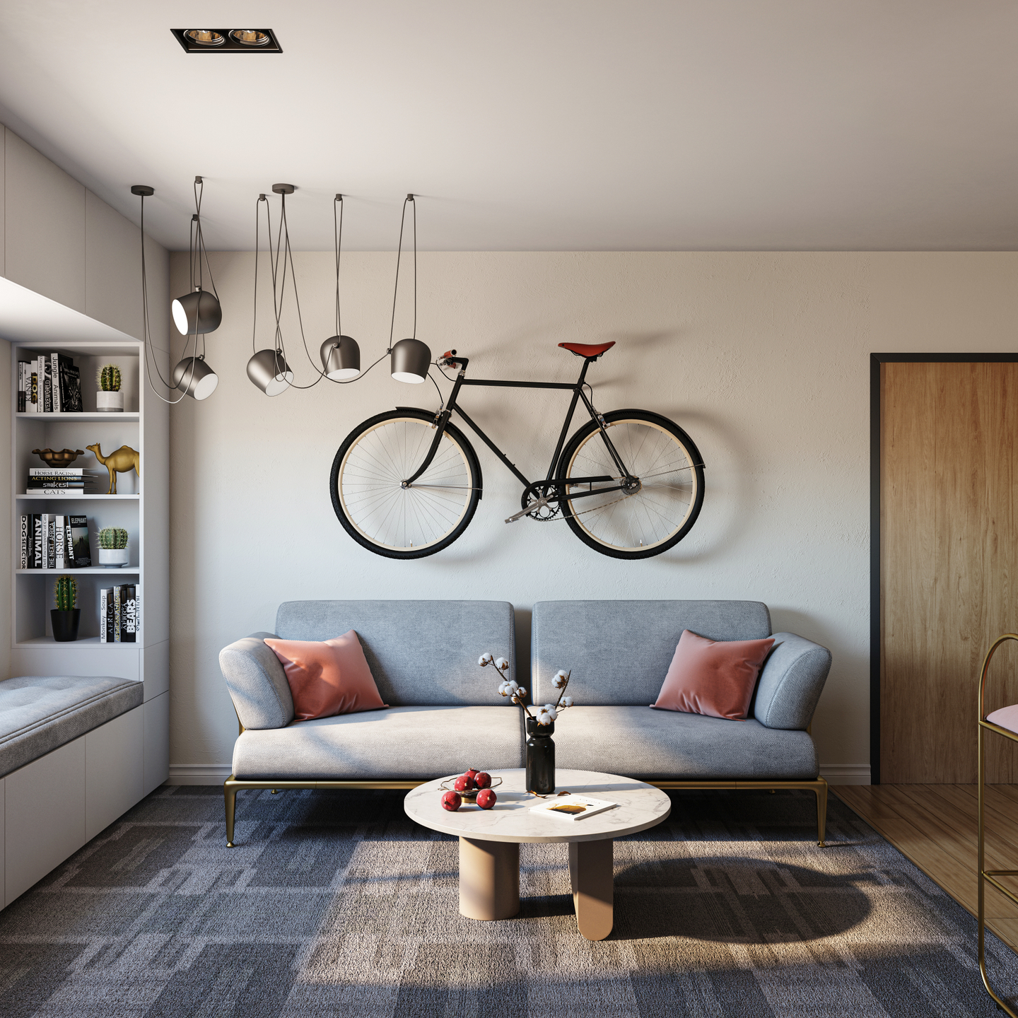 Cycle Hanging Artwork Modern Living Room Interior Design - Livspace