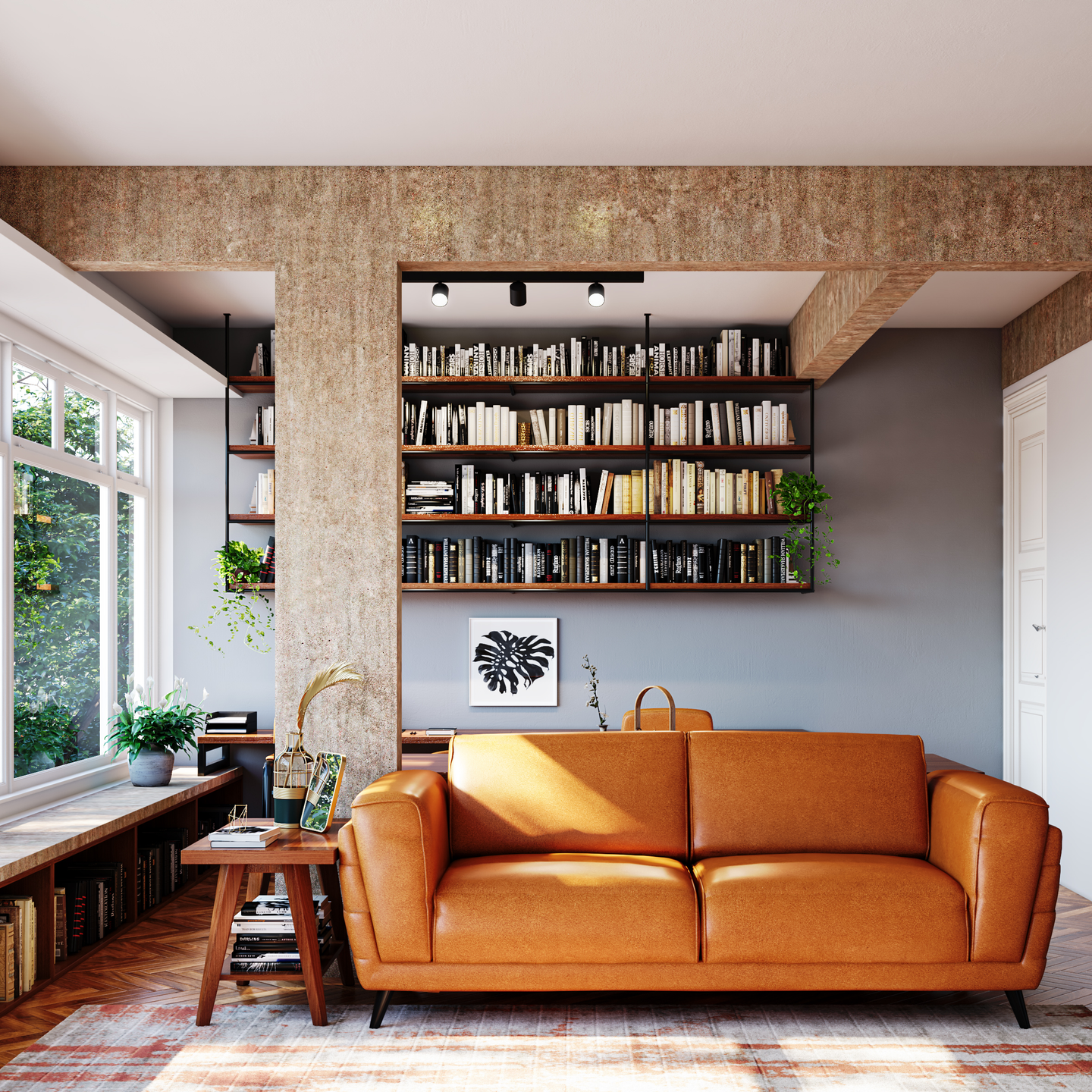 Brown Leather Sofa Modern Living Room Interior Design - Livspace