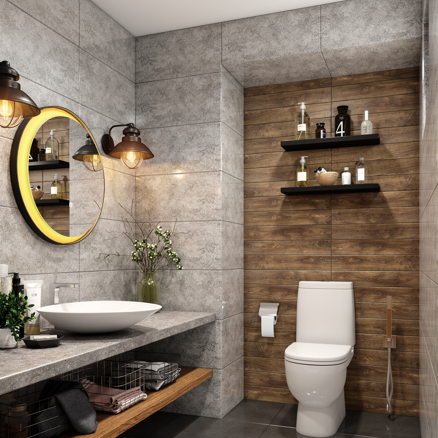 Easy To Maintain Bathroom Design With Rustic Interiors - Livspace
