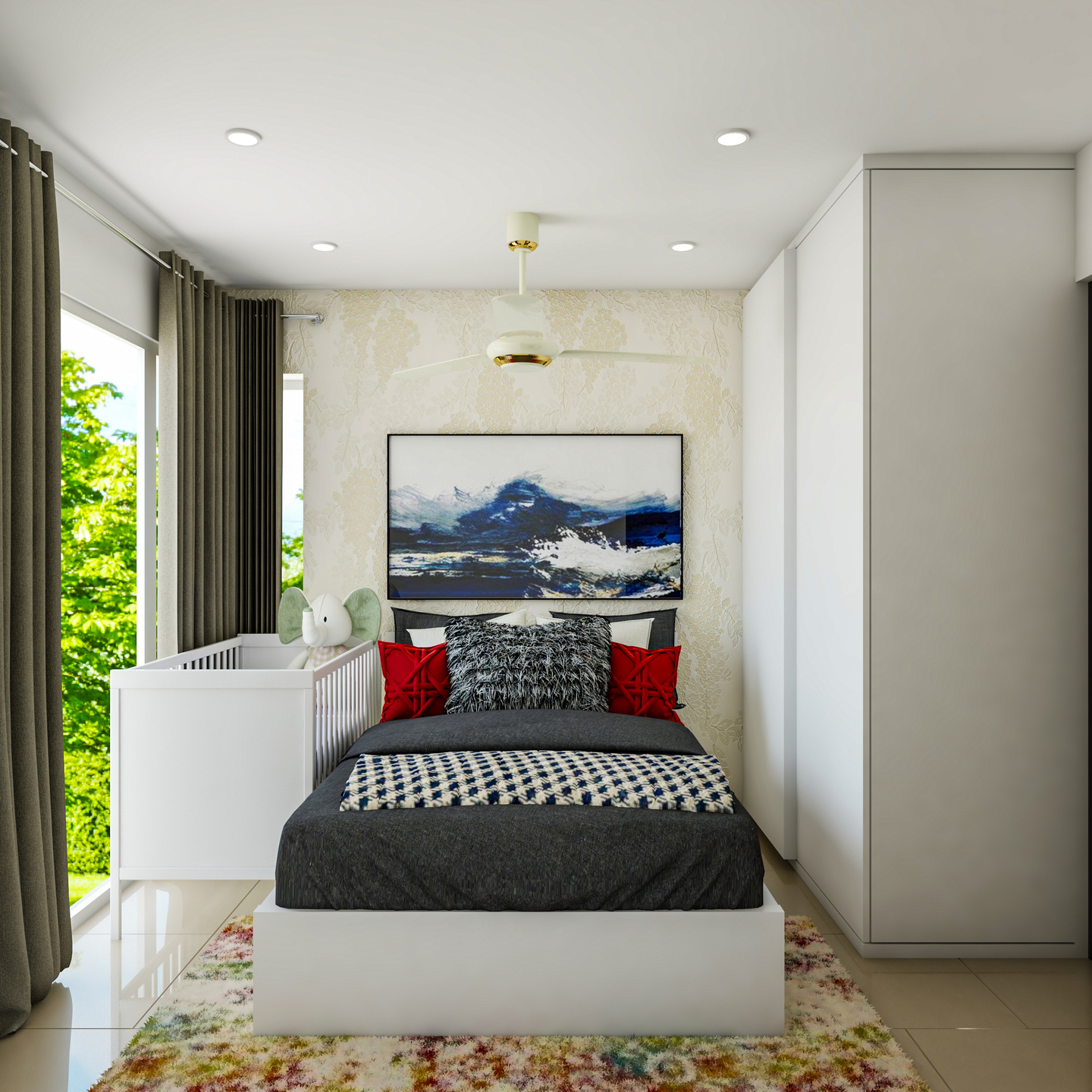 Master Bedroom With Crib - Livspace